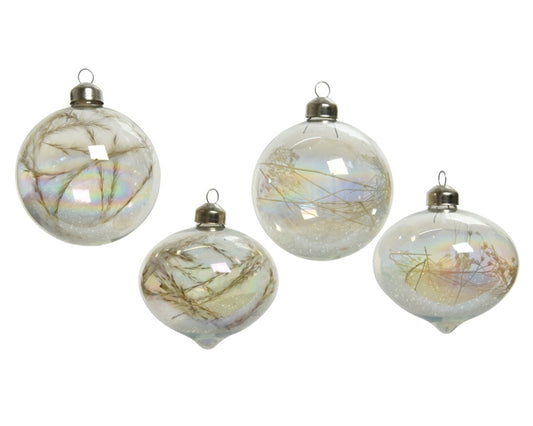 Kaemingk Iridescent Glass Bauble 8cm Assorted Designs