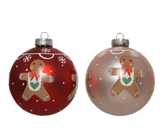 Kaemingk Glass Bauble Gingerbread 8cm Assorted