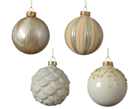 Kaemingk Glass Bauble Pearl/Colour 8cm Assorted