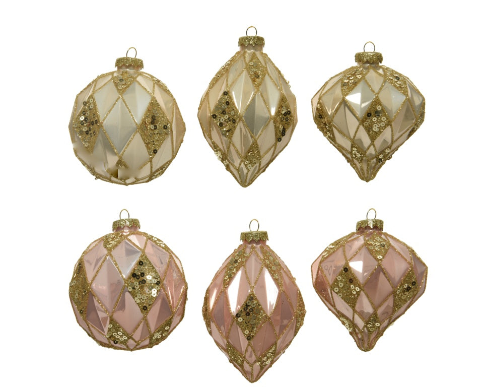 Kaemingk Bauble Glass Glitter Gold Spangle 8cm