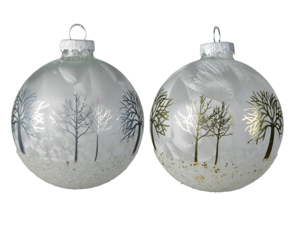 Kaemingk Bauble Glass Ice Laquer Trees Ass 8cm