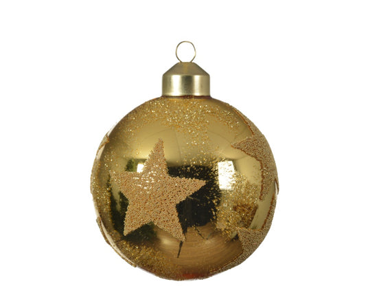 Kaemingk Bauble Shiny Matt Glitter Star Gold 8cm