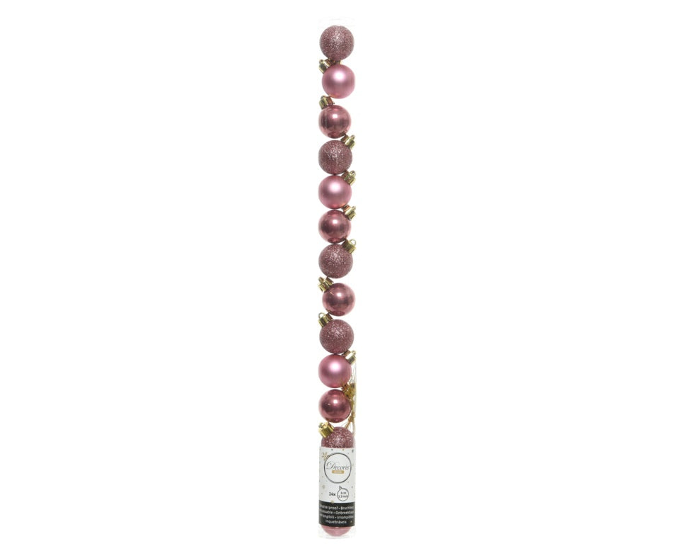 Kaemingk Shatterproof Baubles 3cm Shiny Matt Velvet Pink