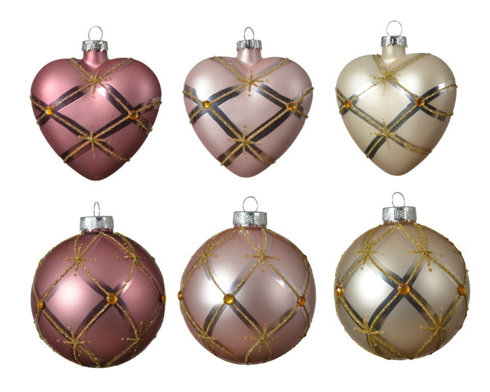 Kaemingk Bauble Glass Matt Silver Gold Assorted 8cm