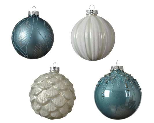 Kaemingk Bauble 8cm Assorted Blue/Silver