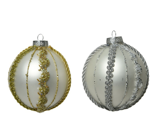 Kaemingk Bauble Matt Glitter Sequins Rope 8cm