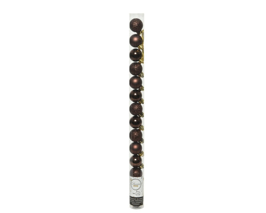 Kaemingk Shatterproof Baubles 3cm Mix Dark Brown