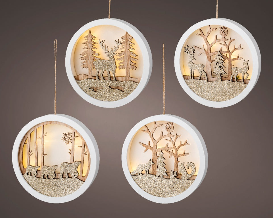 Lumineo LED Hanging Light Wood Round Decoration 2.5cm