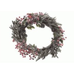 Kaemingk Wreath Snowy Red Berries Green/Red 40cm