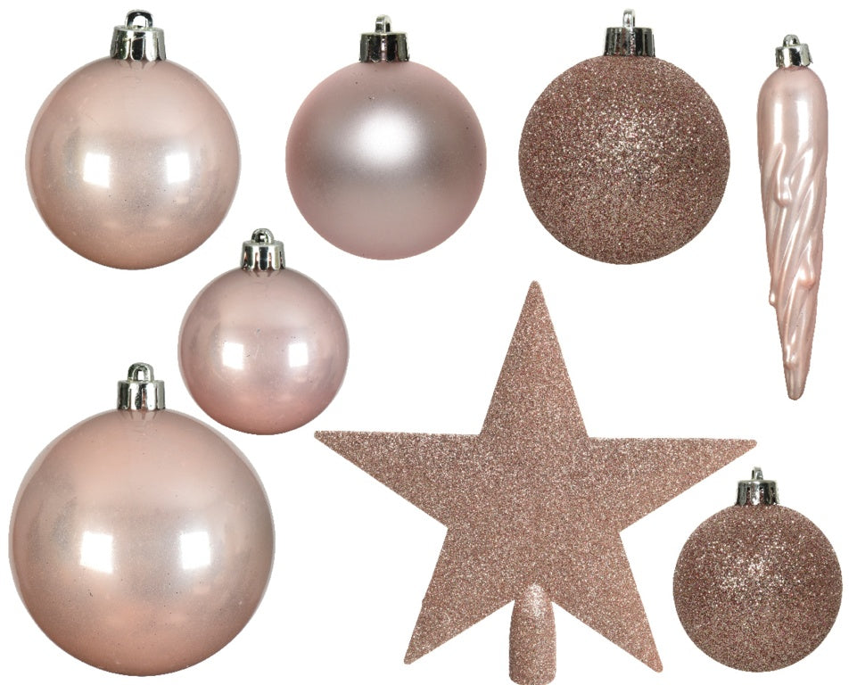 Kaemingk Shatterproof Baubles 8cm Blush Pink8cm