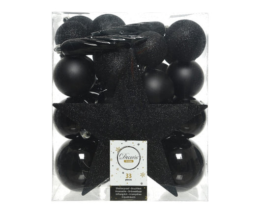 Kaemingk Shatterproof Baubles Pack 23 8cm Black