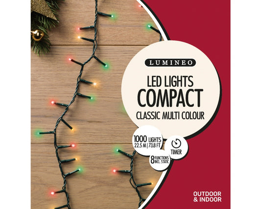 Lumineo 1000 LED Compact Lights 2250cm Classic Multi Colour