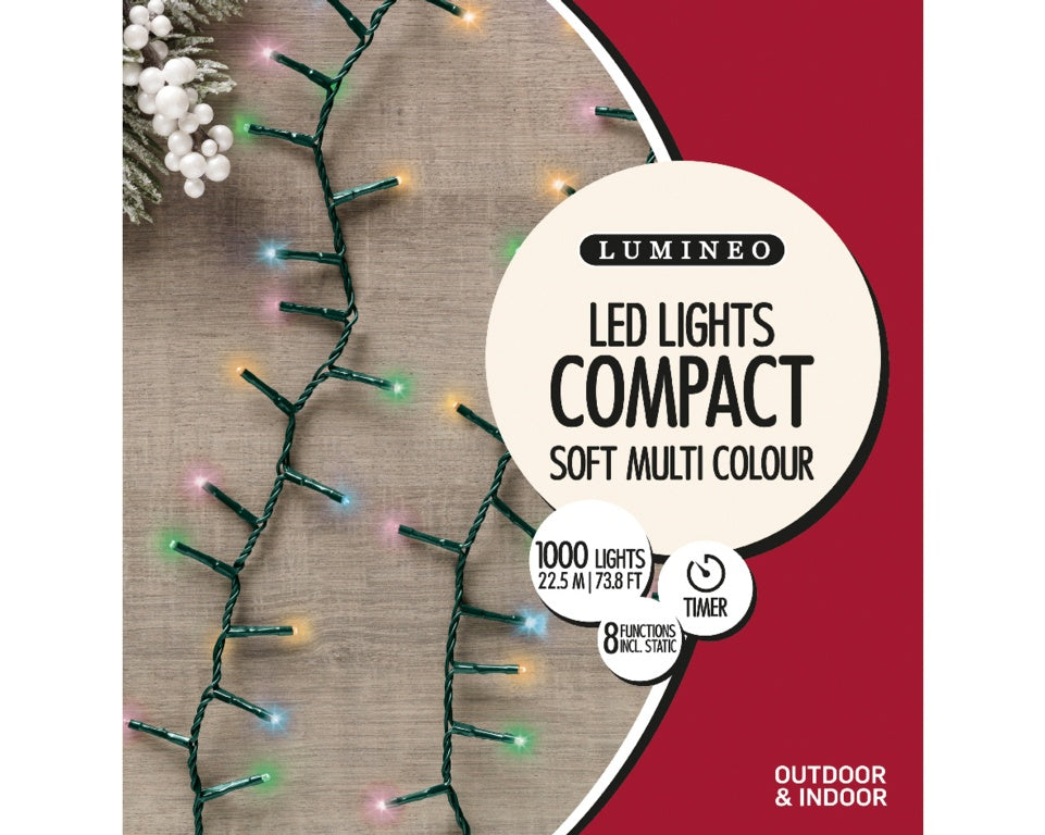 Lumineo 1000 LED Compact Lights 2250cm Soft Multi Coloured