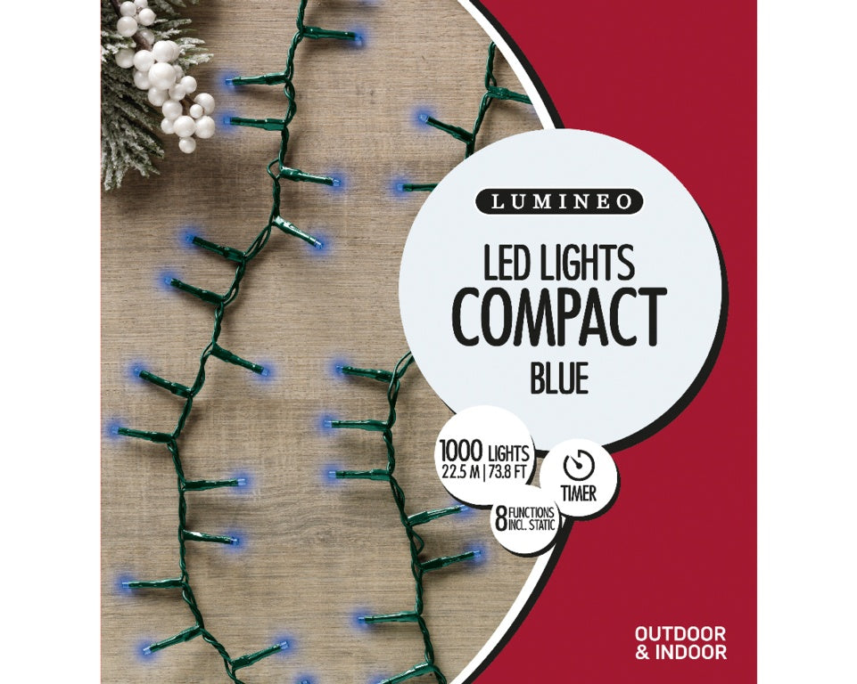 Lumineo 1000 LED Compact Lights 2250cm Blue