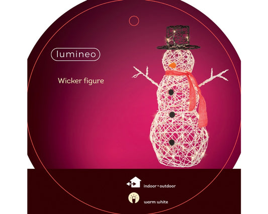 Lumineo LED Wicker Snowman 22cm Warm White LEDs