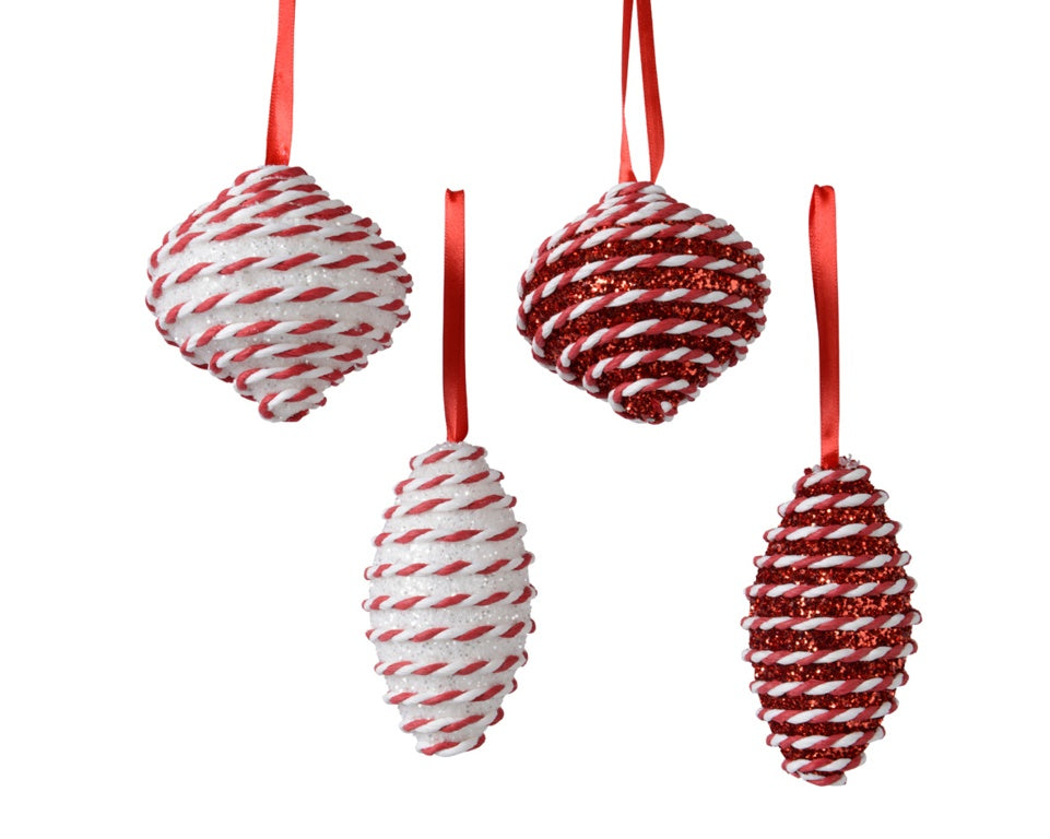 Kaemingk Bauble Foam Glitter Red/White 5.50cm Assorted