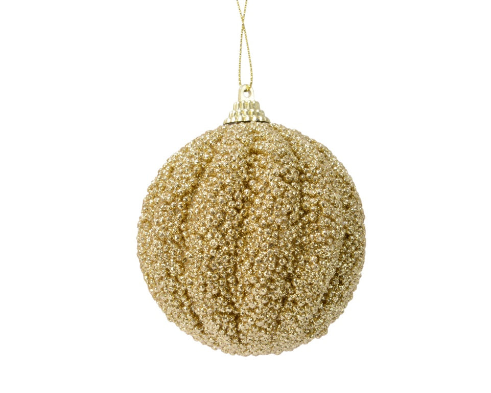 Kaemingk Bauble Foam Glitter 8cm Light Gold