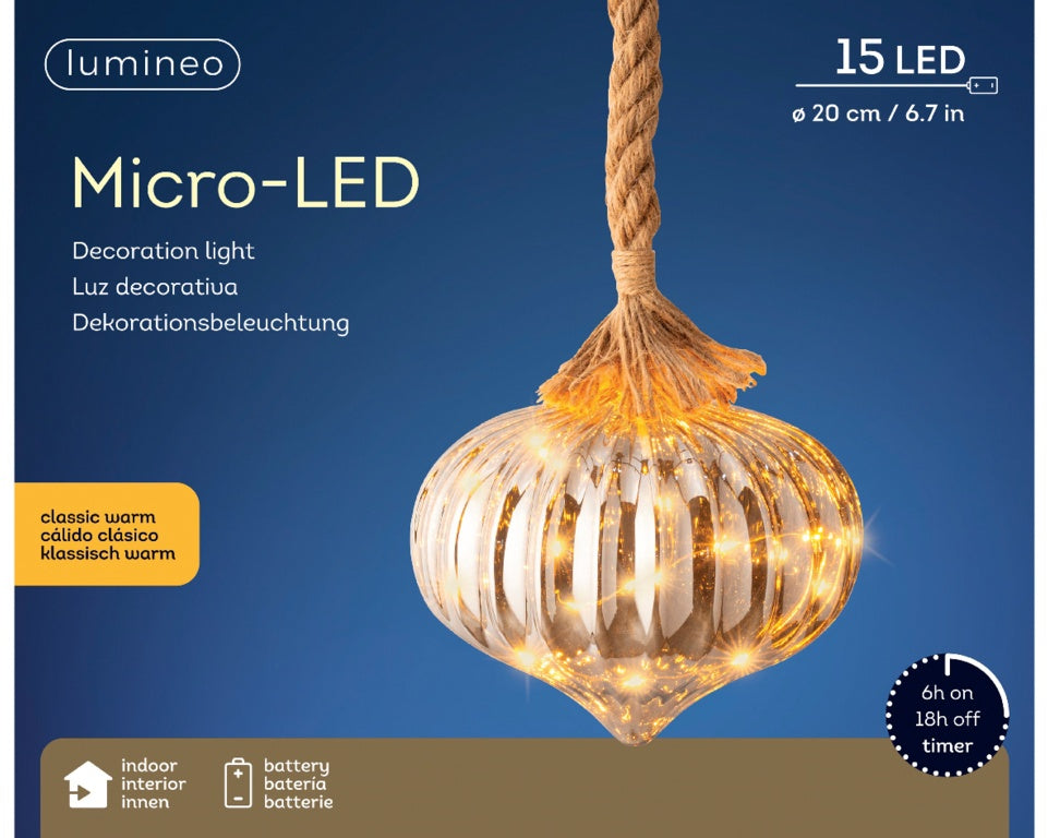 Lumineo Micro LED Onion 20cm Smokey Classic Warm