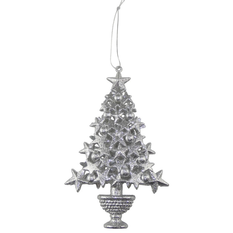 Davies Products Glitter Tree Decoration Silver 15cm