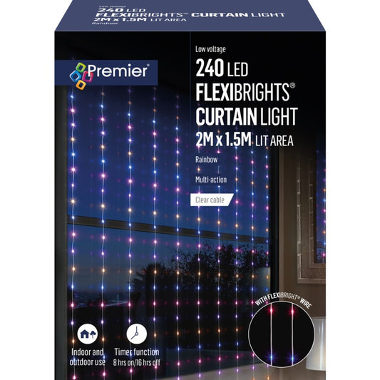 Premier 240 LEDs Flexibrights Curtain 2 x 1.5m Rainbow