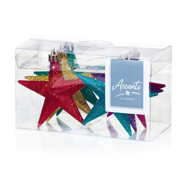 Premier Rainbow Glitter Stars Pack 6 100mm