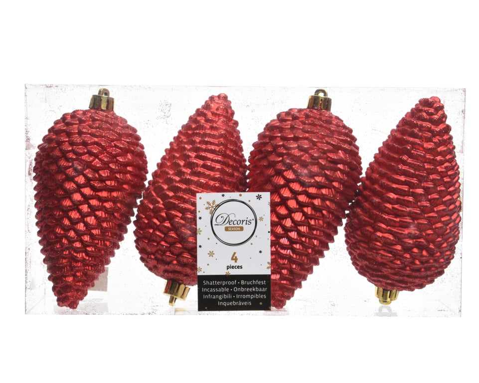 Kaemingk Glitter Pinecone Christmas Red 12cm