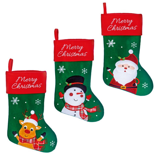 Premier Christmas Character Stocking Assorted 41cm Green & Red