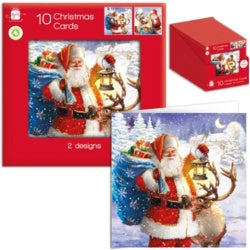 Gift Maker Square Traditional Santa Cards Pack 10