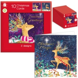 Gift Maker Square Watercolour Deer Cards Pack 10