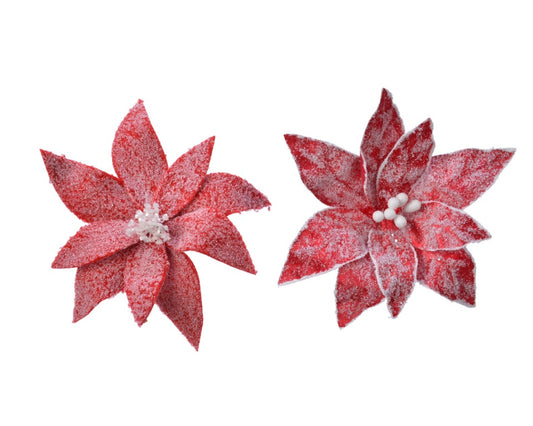 Kaemingk Poinsettia On Clip Christmas Red 6cm