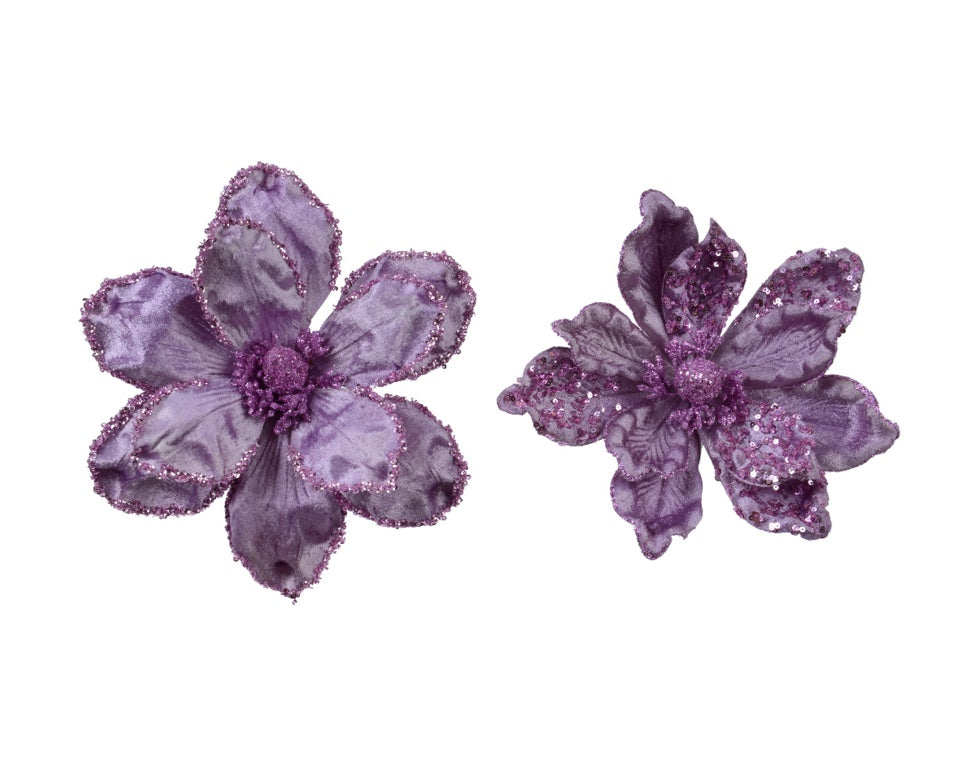 Kaemingk Velvet Magnolia On Clip 10cm Lilac Assorted