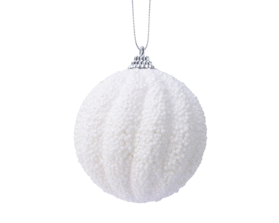 Kaemingk Bauble Foam Glitter White 8cm