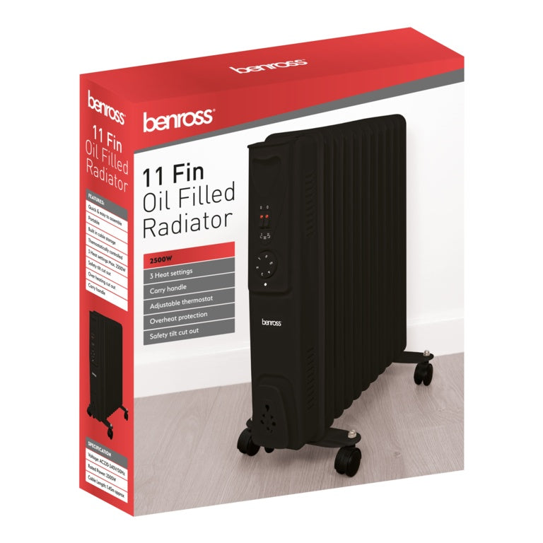 Benross 11 Fin Black Oil Filled Radiator 2500w