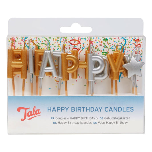 Tala Happy Birthday Candles Gold/Silver