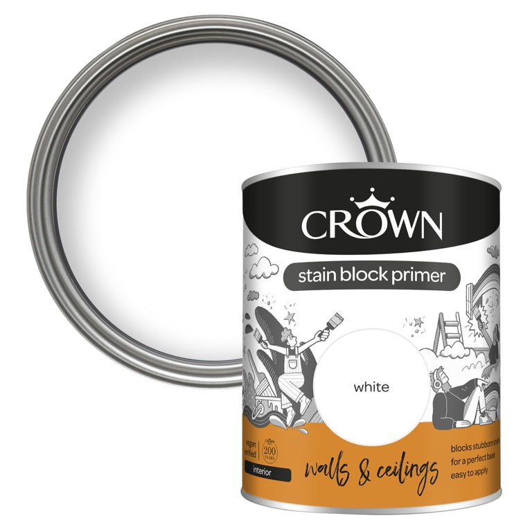 Crown Walls & Ceilings Stain Block Primer 750ml White