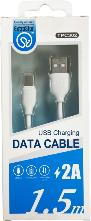 Extrastar Type C Charging Cable White 1.5m