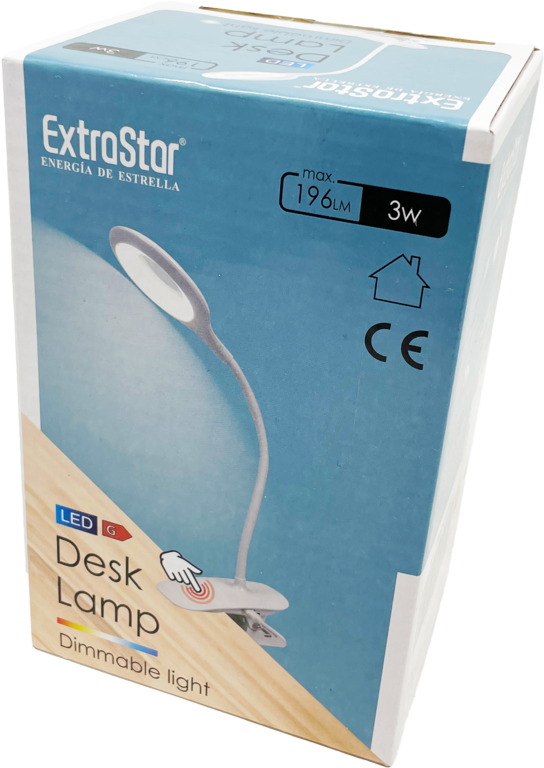 Extrastar Clip On Dimmable Desk Lamp With USB 3w White