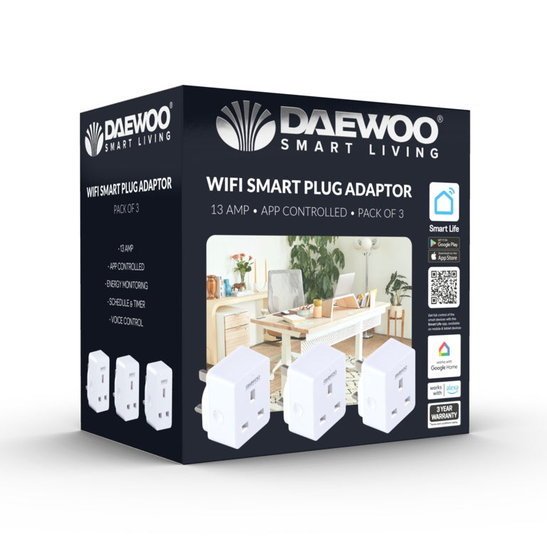 Daewoo Wifi Smart Plug Adaptor 13amp 3 Plug