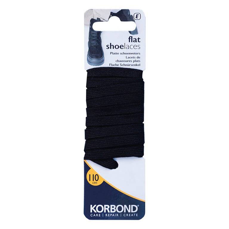 Korbond Black Flat Shoe Laces 110cm