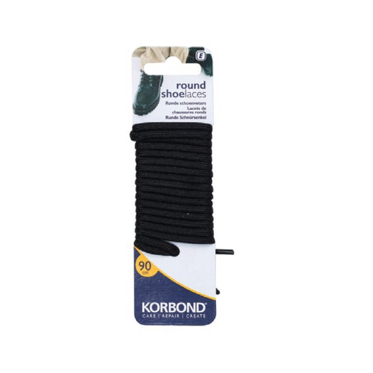 Korbond Black Round Shoe Laces 90cm