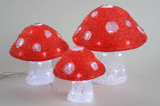 Lumineo LED Outdoor Acrylic Mushroom Set of 3