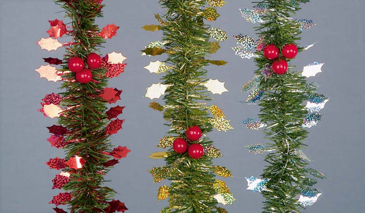 Premier Tinsel Garland & Holly 2.7m x 7cm