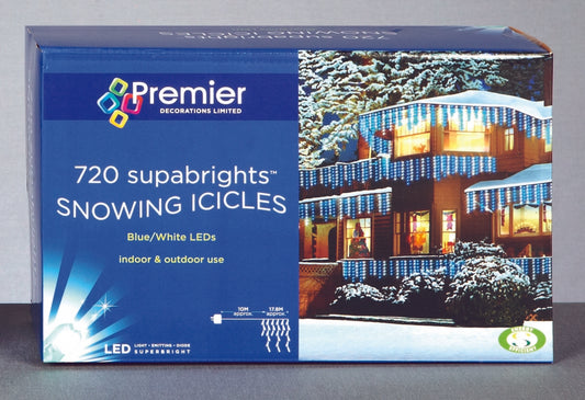 Premier Snowing Icicles 720 LED Blue & White