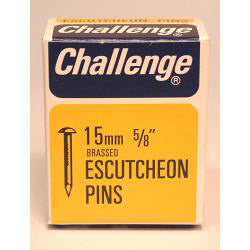 Challenge Escutcheon Pins Brass Plated (Box Pack) 15mm