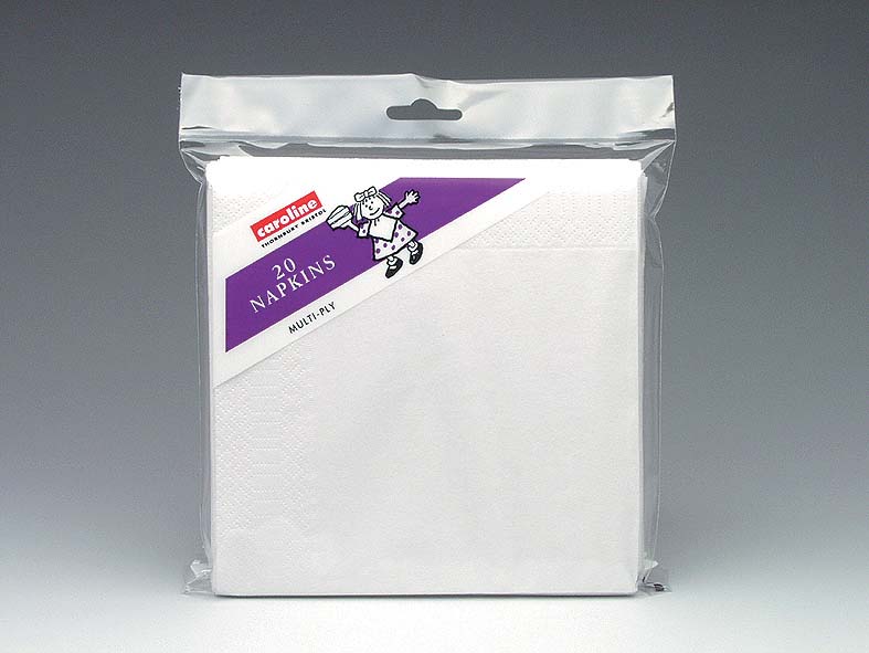 Caroline 2 Ply Napkins White Pack 20