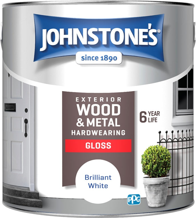 Johnstone's Exterior Hardwearing Gloss Brilliant White 2.5L