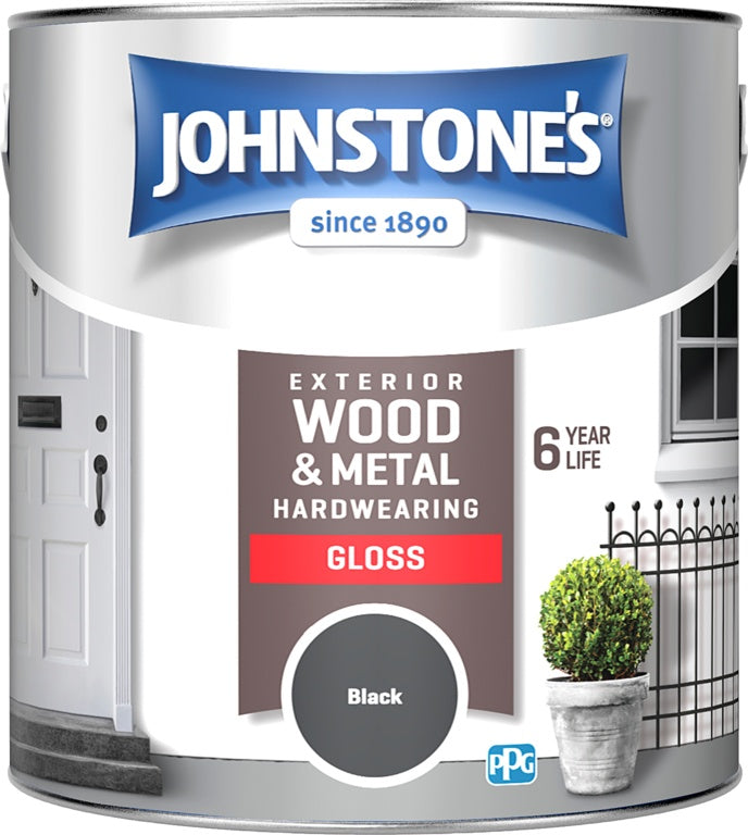 Johnstone's Exterior Hardwearing Gloss 2.5L Black