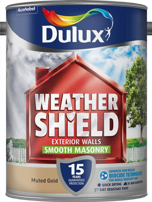 Dulux Weathershield Smooth Masonry Paint 5L Muted Gold