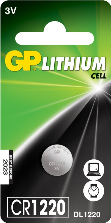 GP Lithium Button Cell Battery CR1220 Single