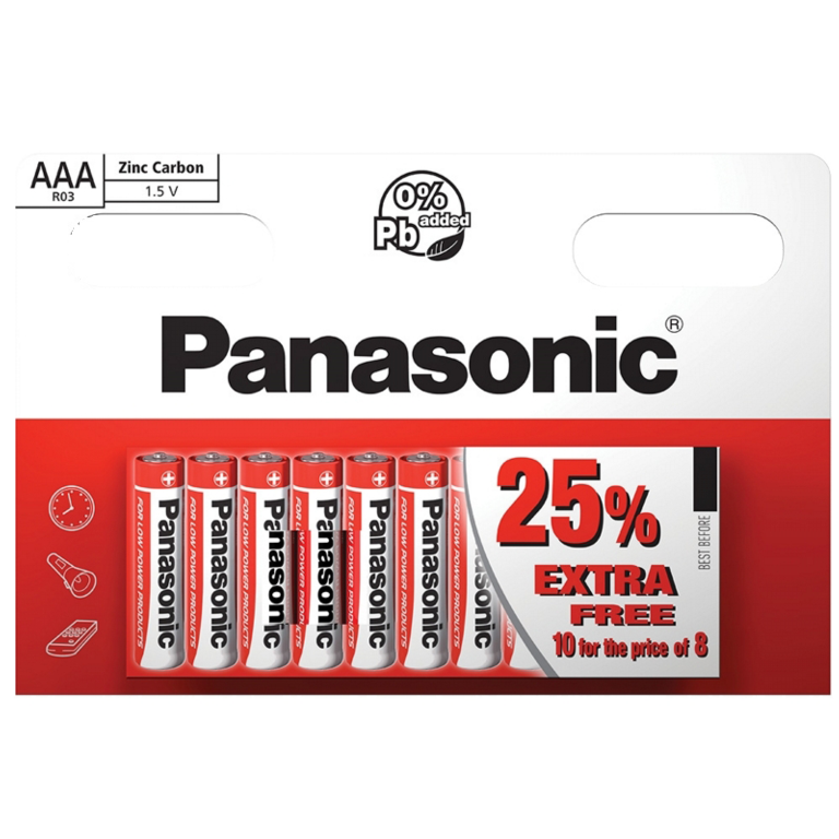 Panasonic Zinc AAA Batteries Pack 10